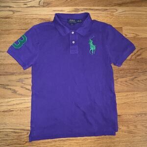 Polo Ralph Lauren Boys Size Large Purple Polo Shirt Embroidered Logo Big Pony